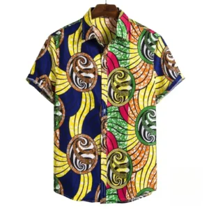 Chemise à imprimé africain, style décontracté pour homme