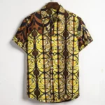 Chemise à col classique avec design culturel africain