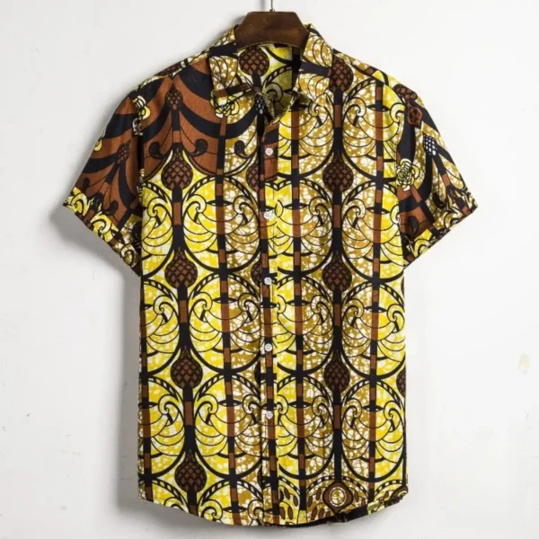 Chemise à col classique avec design culturel africain
