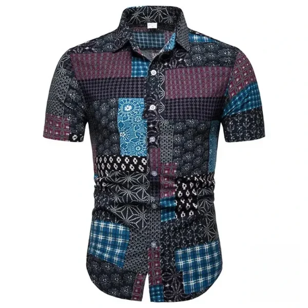 Chemise homme aux motifs géométriques africains