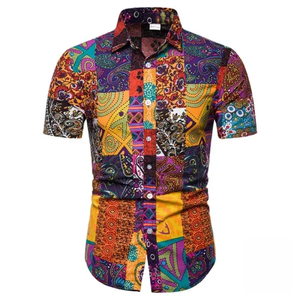 Chemise homme à motifs africains colorés