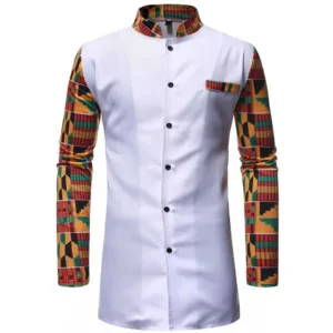 Chemise africaine longue pour homme, style traditionnel