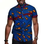 Chemise courte motif africain pour homme