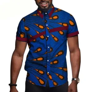 Chemise courte motif africain pour homme