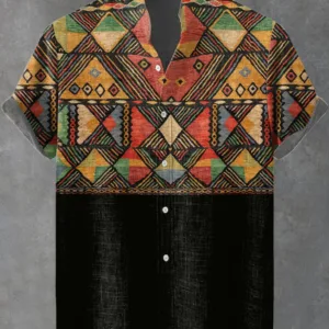 Chemise Africaine Homme Tribal aux motifs colorés