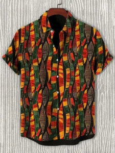 Chemise homme avec motifs tribaux inspirés d'Afrique