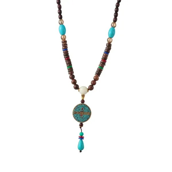 Collier artisanale en bois naturel africain