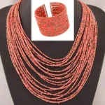 Collier en perles multicouches, allure africaine