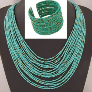 Collier Multicouches en Perles Africaines