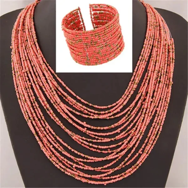 Bijou africain en perles, style multicouches