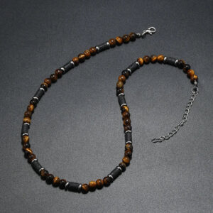 Collier africain avec pierre œil de tigre authentique