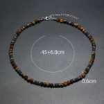 Collier coloré en œil de tigre, mode artisanale