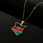 Collier africain en forme de carte du Kenya