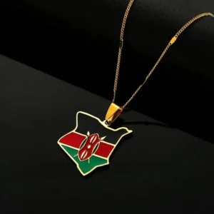 Collier africain en forme de carte du Kenya