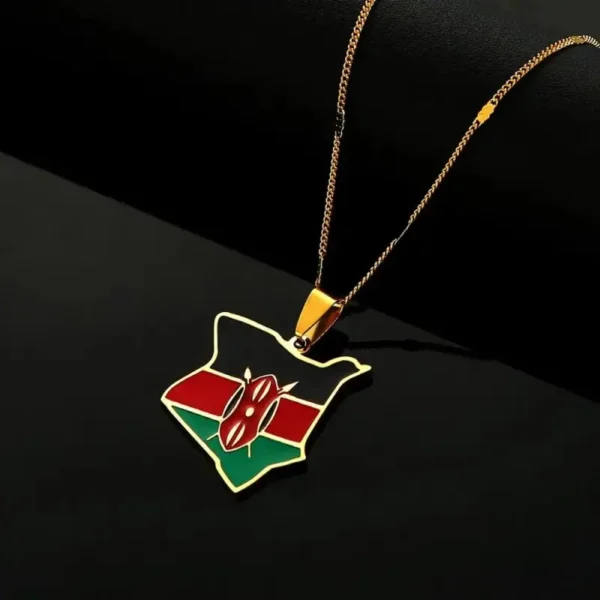 Collier africain en forme de carte du Kenya