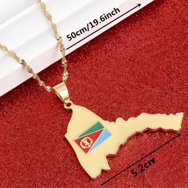 Accessoire unique, collier avec carte de l'Érythrée
