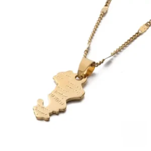 Collier Pendentif Mayotte en Or, design africain élégant