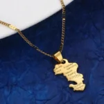 Collier africain en or, pendentif Mayotte raffiné