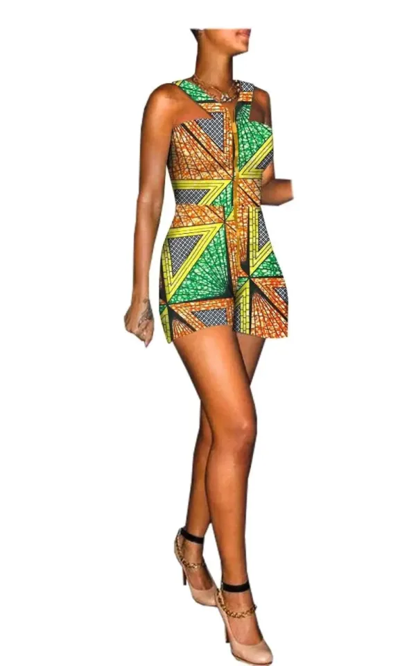 Combinaison femme en Wax aux motifs afro contemporains