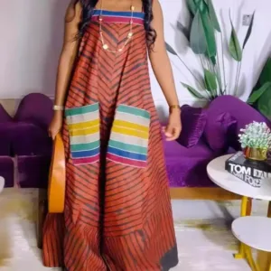 Combinaison wax colorée avec motifs traditionnels