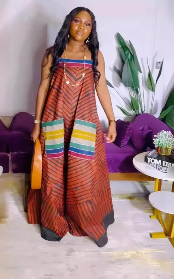 Combinaison wax colorée avec motifs traditionnels