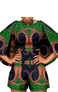Combinaison Wax avec motifs africains traditionnels