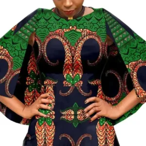 Combinaison Wax avec motifs africains traditionnels