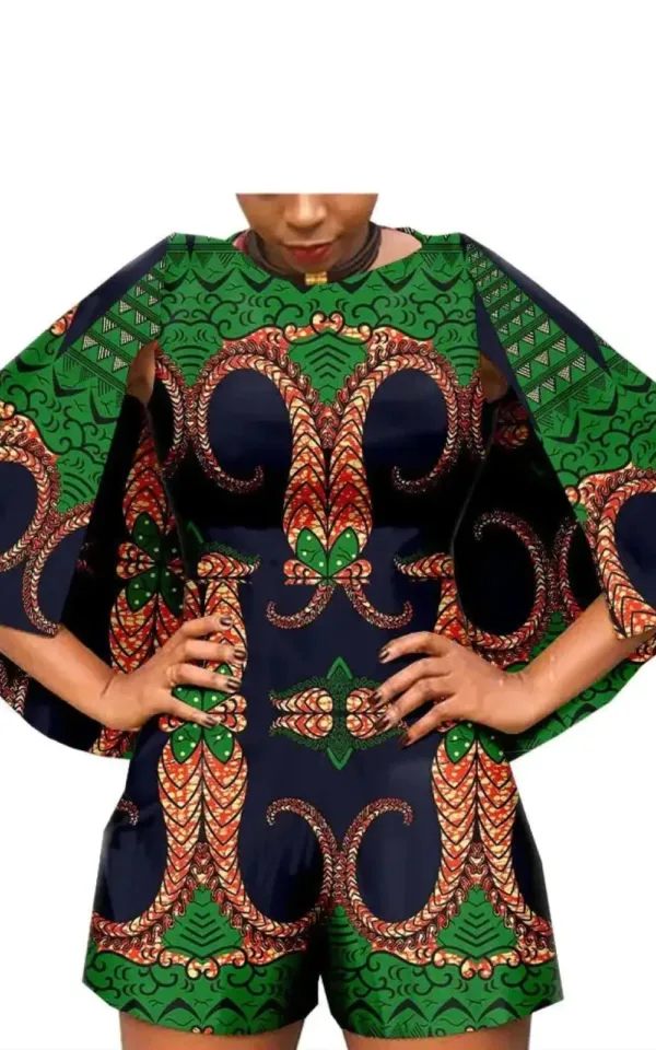 Combinaison Wax avec motifs africains traditionnels