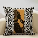 Coussin déco femme africaine au design élégant et coloré