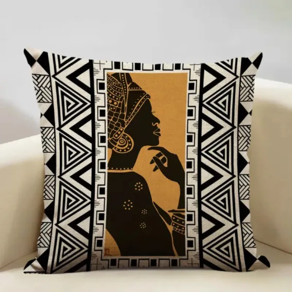Coussin déco femme africaine au design élégant et coloré