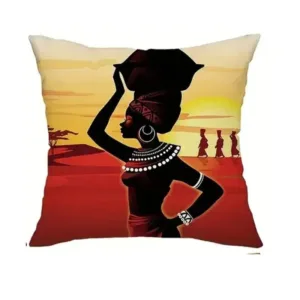 Coussin décoratif Femme Africaine aux motifs vibrants