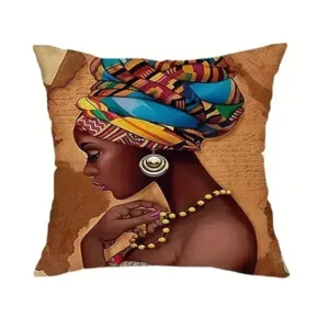 Coussin Femme Africaine décoratif avec motif culturel