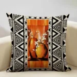 Coussin motif vase africain avec designs ethniques