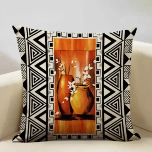 Coussin motif vase africain avec designs ethniques