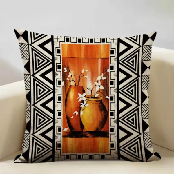 Coussin motif vase africain avec designs ethniques