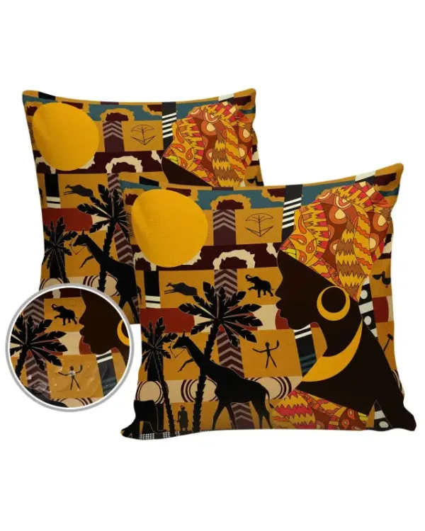 Coussin inspiré du style africain, motifs variés