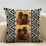 Coussin africain avec motif vase traditionnel