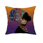 Coussin africain avec motif femme stylisée