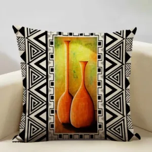 Coussin en tissu africain coloré et artistique