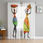 Double rideau transparent décor Afrique élégant et moderne