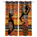 Double rideaux africains occultants orange pour décoration intérieure