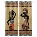 Double rideaux occultants femmes africaines en déco africaine