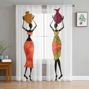 Double rideaux transparents africains pour décoration féminine