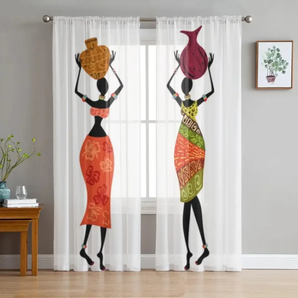 Double rideaux transparents africains pour décoration féminine