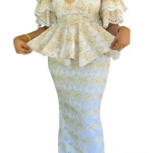 Ensemble Africain Femme Blanc Et Dorée