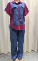 Ensemble en Jean avec motifs africains pour femmes