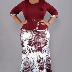 Veste chic et jupe assortie pour femme, style africain