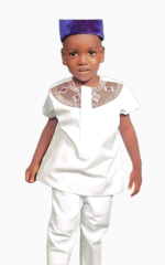 Ensemble Africain Garçon Blanc 2 pièces pour enfant
