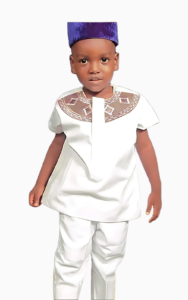 Ensemble Africain Garçon Blanc 2 pièces pour enfant