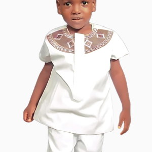 Ensemble Africain Garçon Blanc 2 pièces pour enfant